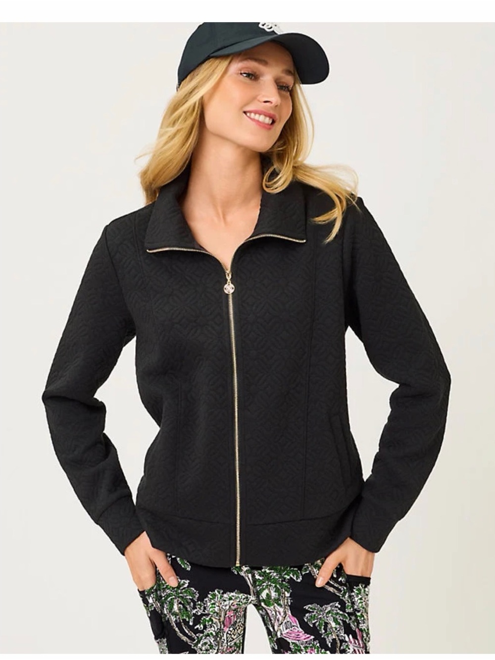 Lilly Pulitzer Black Eleni Zip Up Jacket NWT XXL